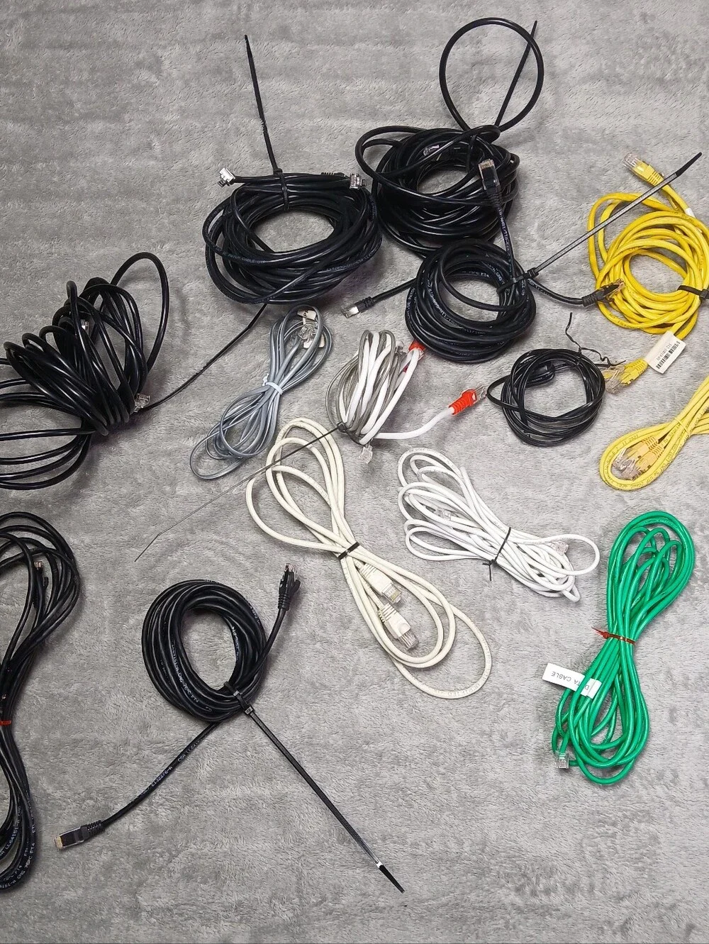 Lot Of 17 Ethernet LAN Patch Cables & DSL RJ11 Phone Cords Various Lengths Mix
